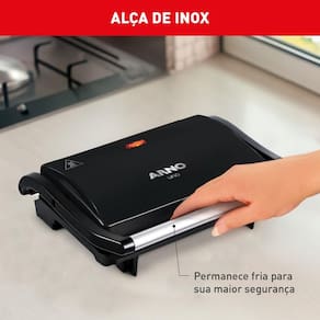 Grill Elétrico Arno Compact Uno GPTO Grelha Antiaderente Trava Lateral Preto - 110V - 2
