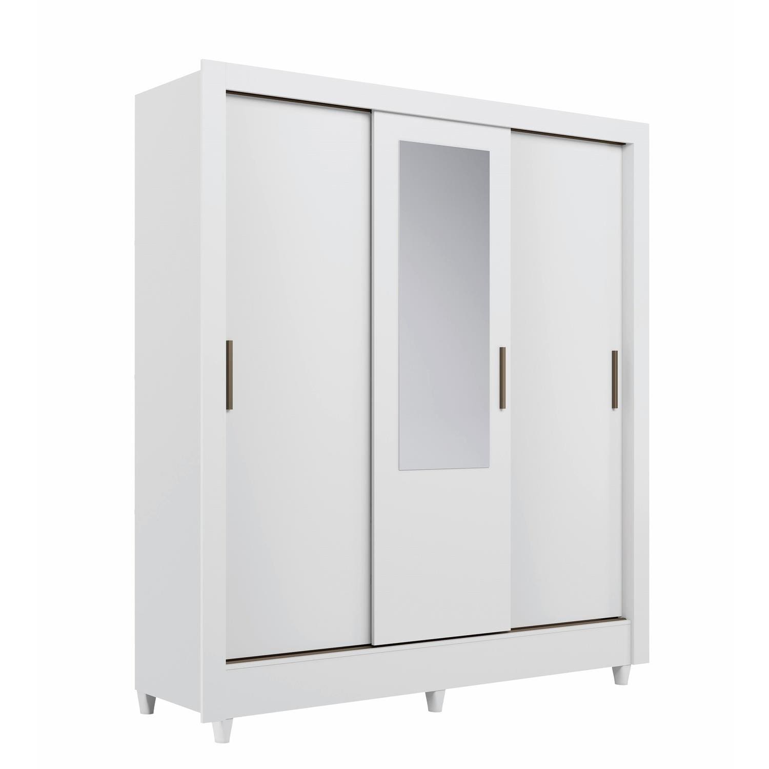 Guarda Roupa Santos Andirá Lisboa 3 Portas Deslizantes com Espelho - Branco - 1