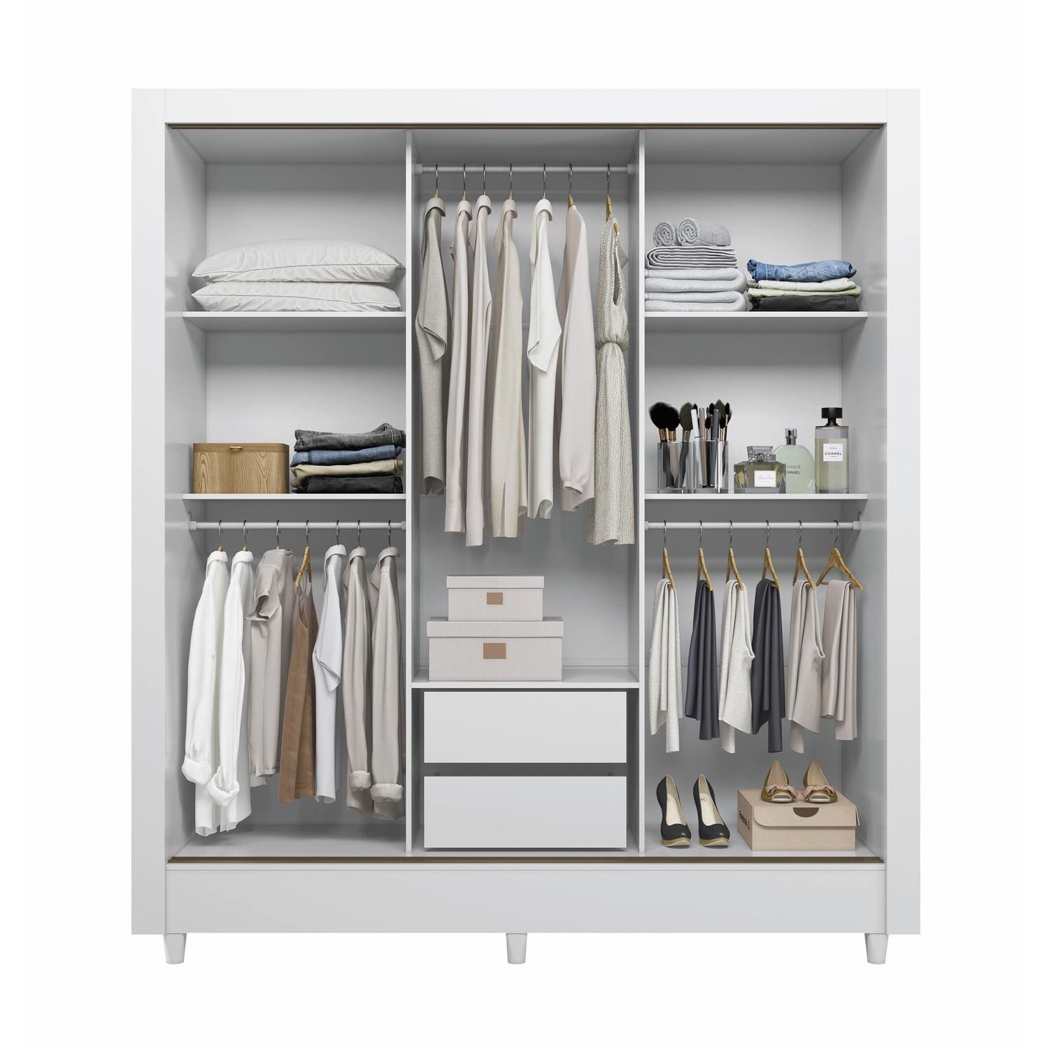 Guarda Roupa Santos Andirá Lisboa 3 Portas Deslizantes com Espelho - Branco - 2