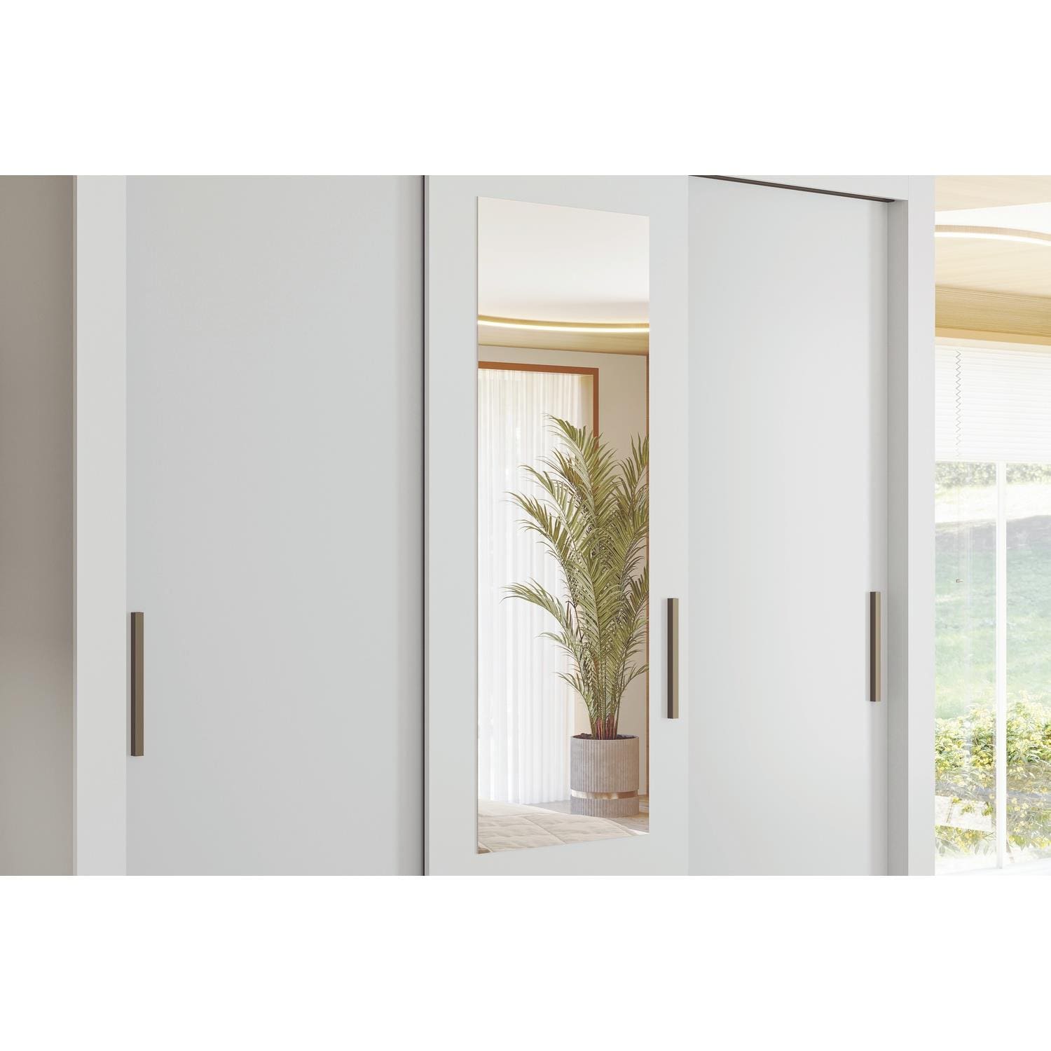 Guarda Roupa Santos Andirá Lisboa 3 Portas Deslizantes com Espelho - Branco - 3