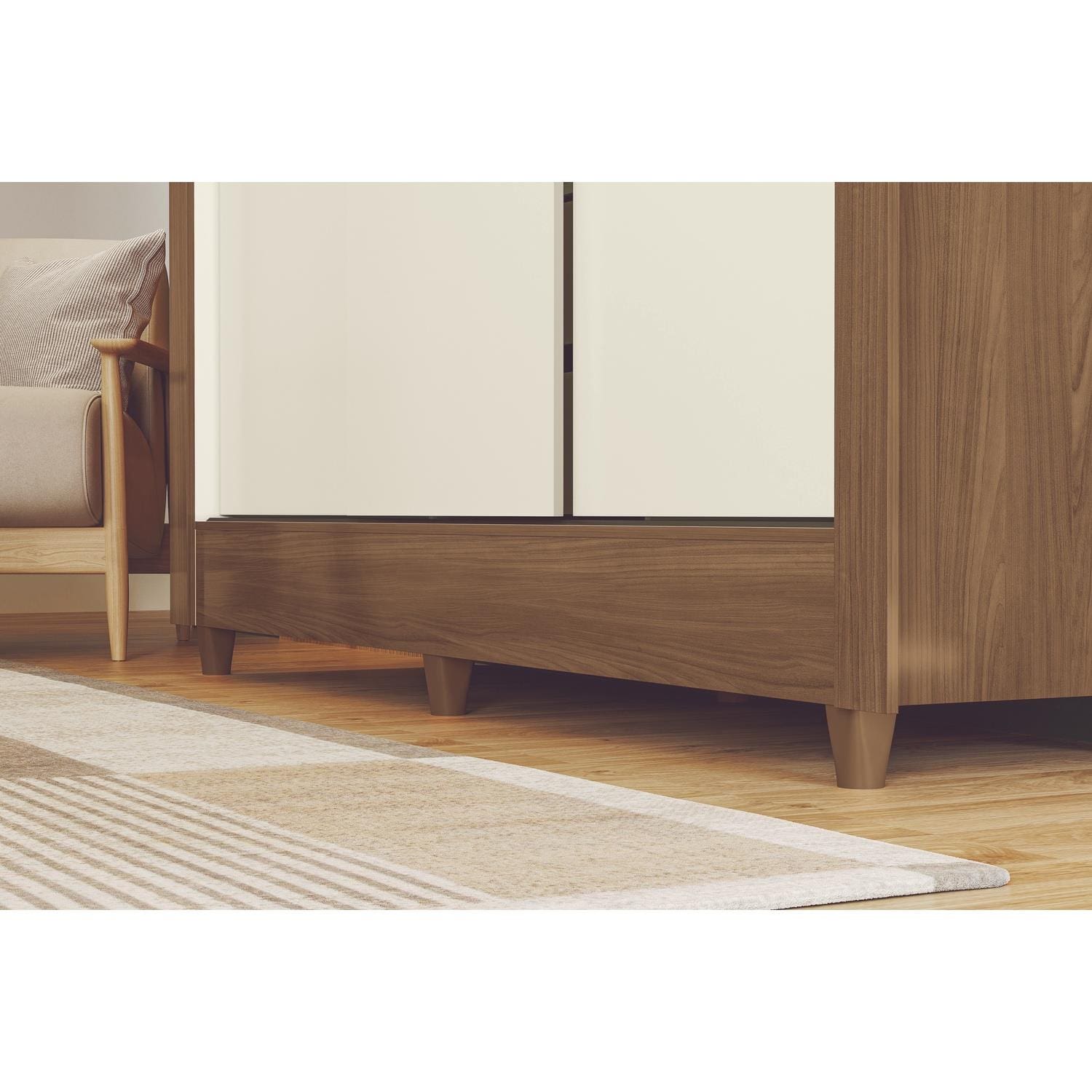 Guarda Roupa Santos Andirá Lisboa 3 Portas Deslizantes com Espelho - Jequitibá/Off White - 3