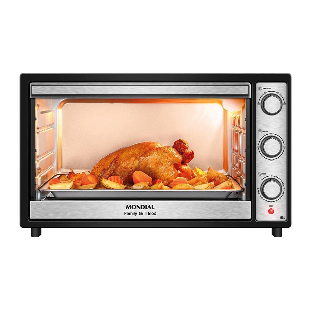 Forno Elétrico Mondial Family Grill FRN-60-BI Preto/Inox - 110V - 1