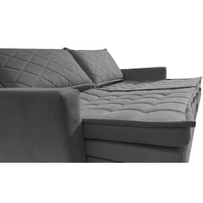 Sofá 3 Lugares Cama InBox Marselha II Retrátil/Reclinável com Baú Revestimento Suede Velusoft - 180cm de Largura - Cinza - 3