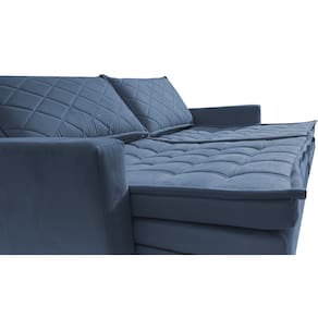 Sofá 3 Lugares Cama InBox Marselha II Retrátil/Reclinável com Baú Revestimento Suede Velusoft - 180cm de Largura - Azul - 3