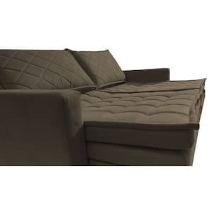 Sofá 3 Lugares Cama InBox Marselha II Retrátil/Reclinável com Baú Revestimento Suede Velusoft - 200cm de Largura - Café - 3