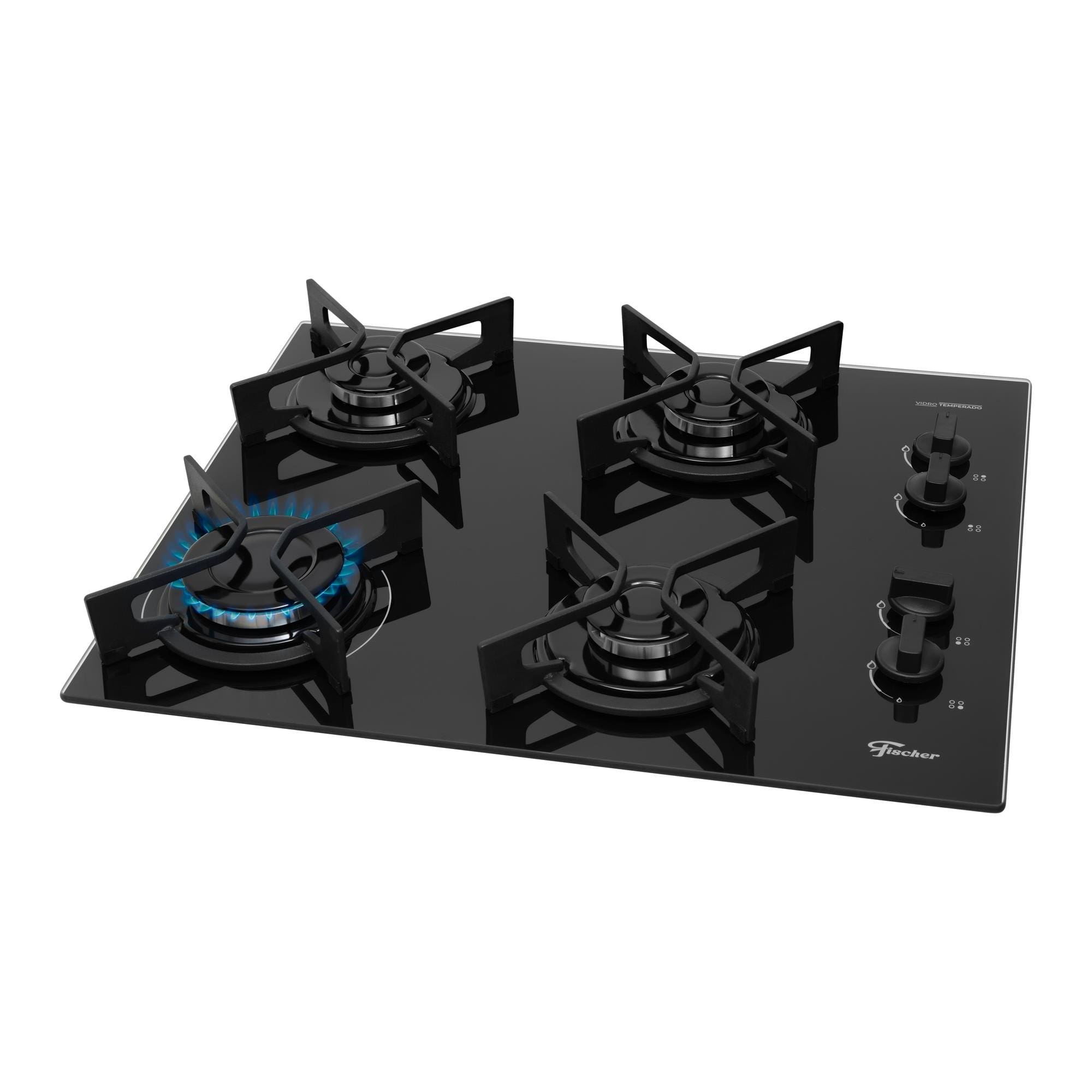 Cooktop a Gás 4 Bocas Fischer Fit Line Trempe Iron Preto Bivolt - 1