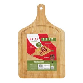 Tábua de Churrasco Euro Home Retangular 50x30cm Sulcos e Cabo Bambu Natural - 3