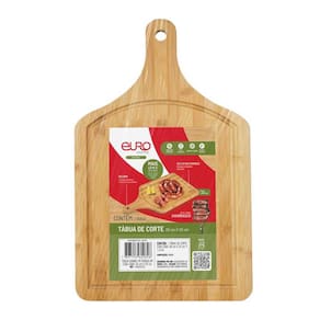 Tábua de Churrasco Euro Home Retangular 38x20cm Sulcos Cabo Bambu Natural - 3