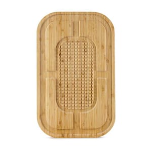 Tábua de Corte Euro Home Retangular 50x30cm Sulcos Bambu Natural - 1