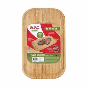 Tábua de Corte Euro Home Retangular 50x30cm Sulcos Bambu Natural - 3