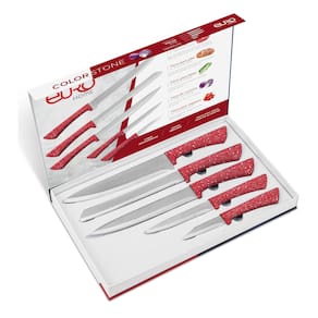 Conjunto Facas Euro Home Colorstone 5 Peças Aço Inox Cabo Ergonômico Design Moderno - Vermelho - 2