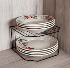 Organizador Duplo para Pratos Utimil Pintura em Epóxi Preto - 1