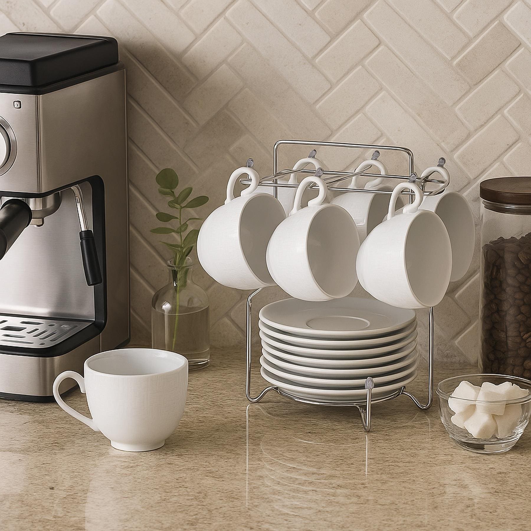 Suporte Organizador para Xícaras e Pires Utimil Pintura Epóxi - Cromado - 2