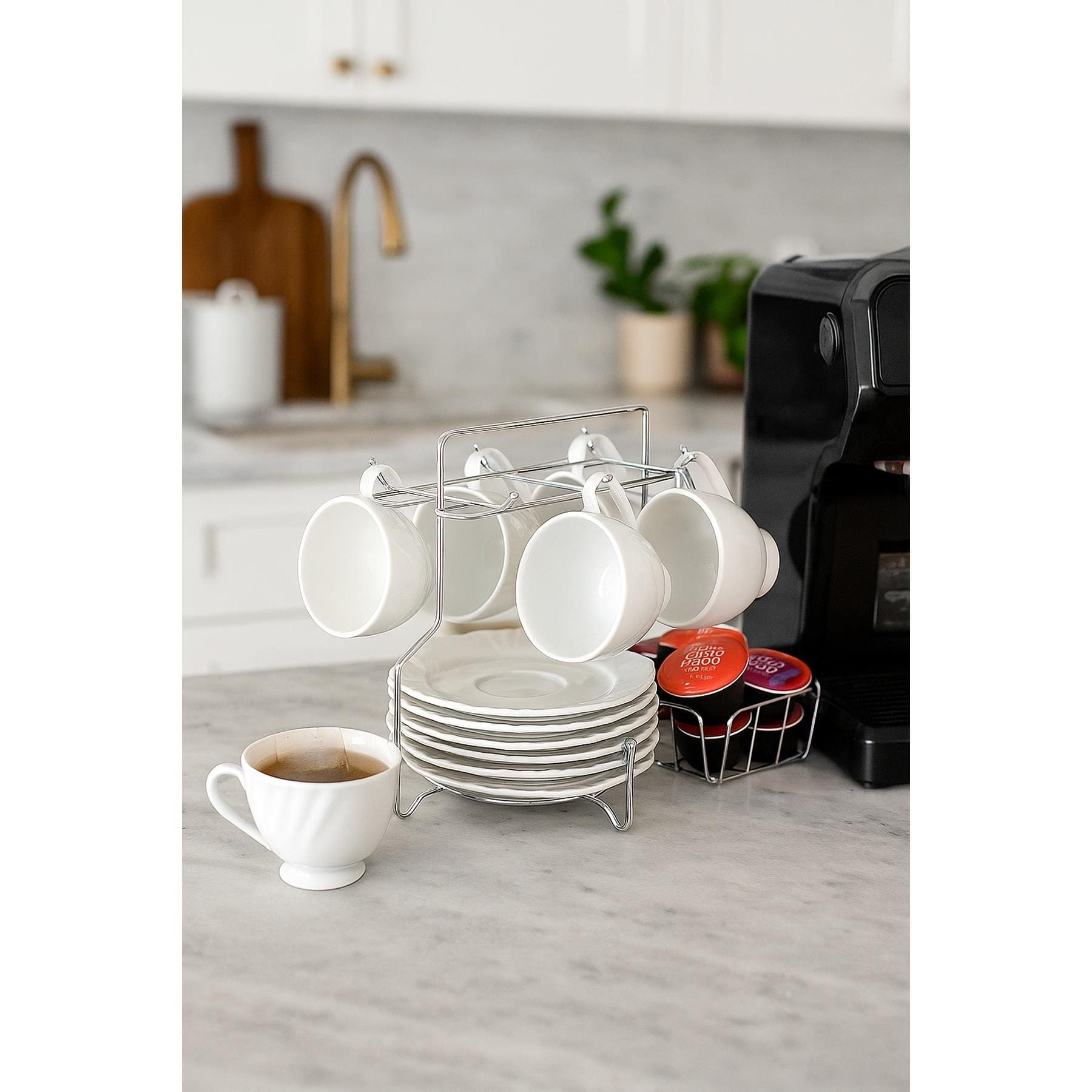 Suporte Organizador para Xícaras e Pires Utimil Pintura Epóxi - Cromado - 3
