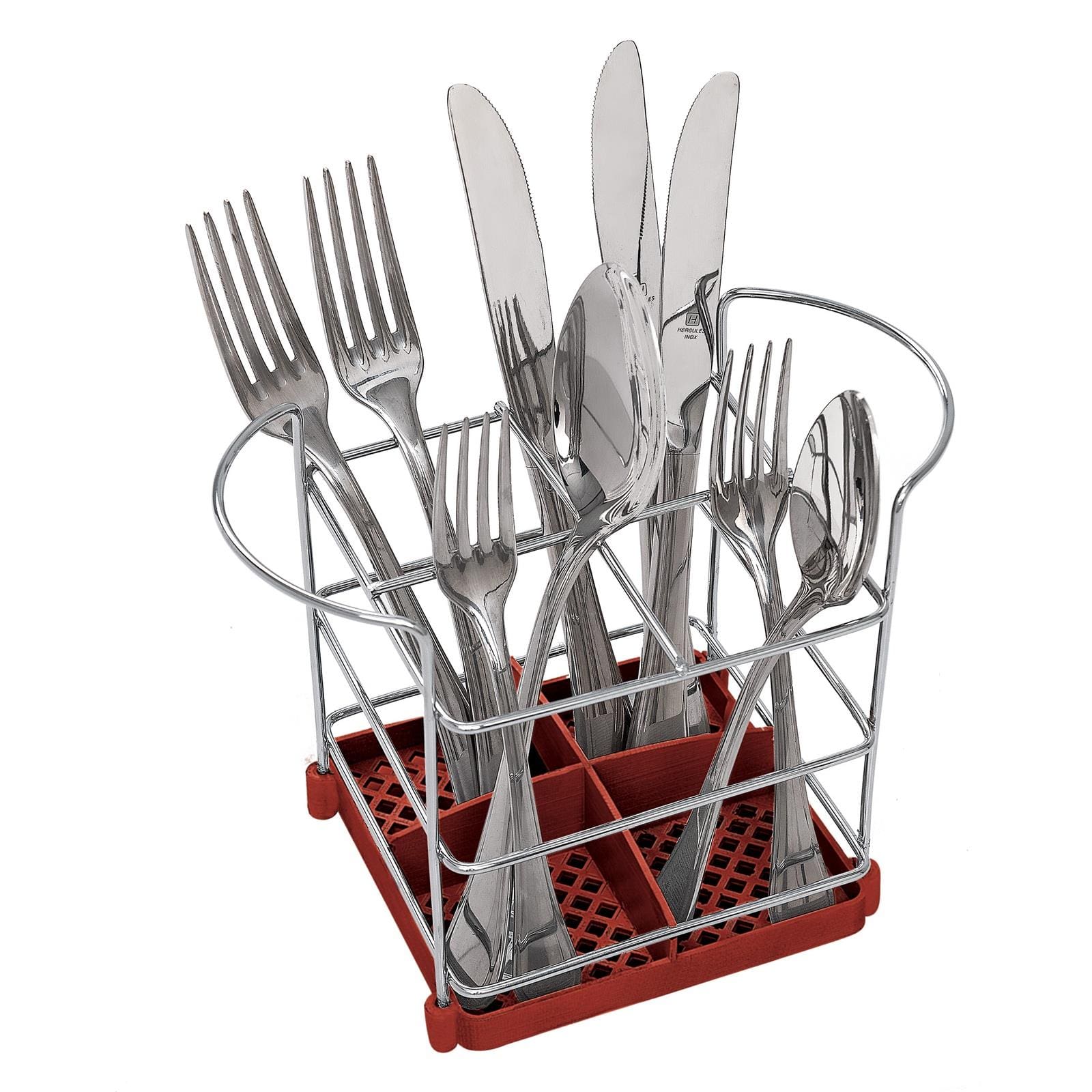 Porta Talheres Utimil 4 Divisões Cromado e Vermelho - 1