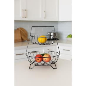 Fruteira de Mesa Utimil 613 2 Andares com Pedestal - Preto - 1