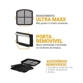 Fritadeira Elétrica Air Fryer Philco Oven PAF11B Visor Removível Preta - 110V - 3