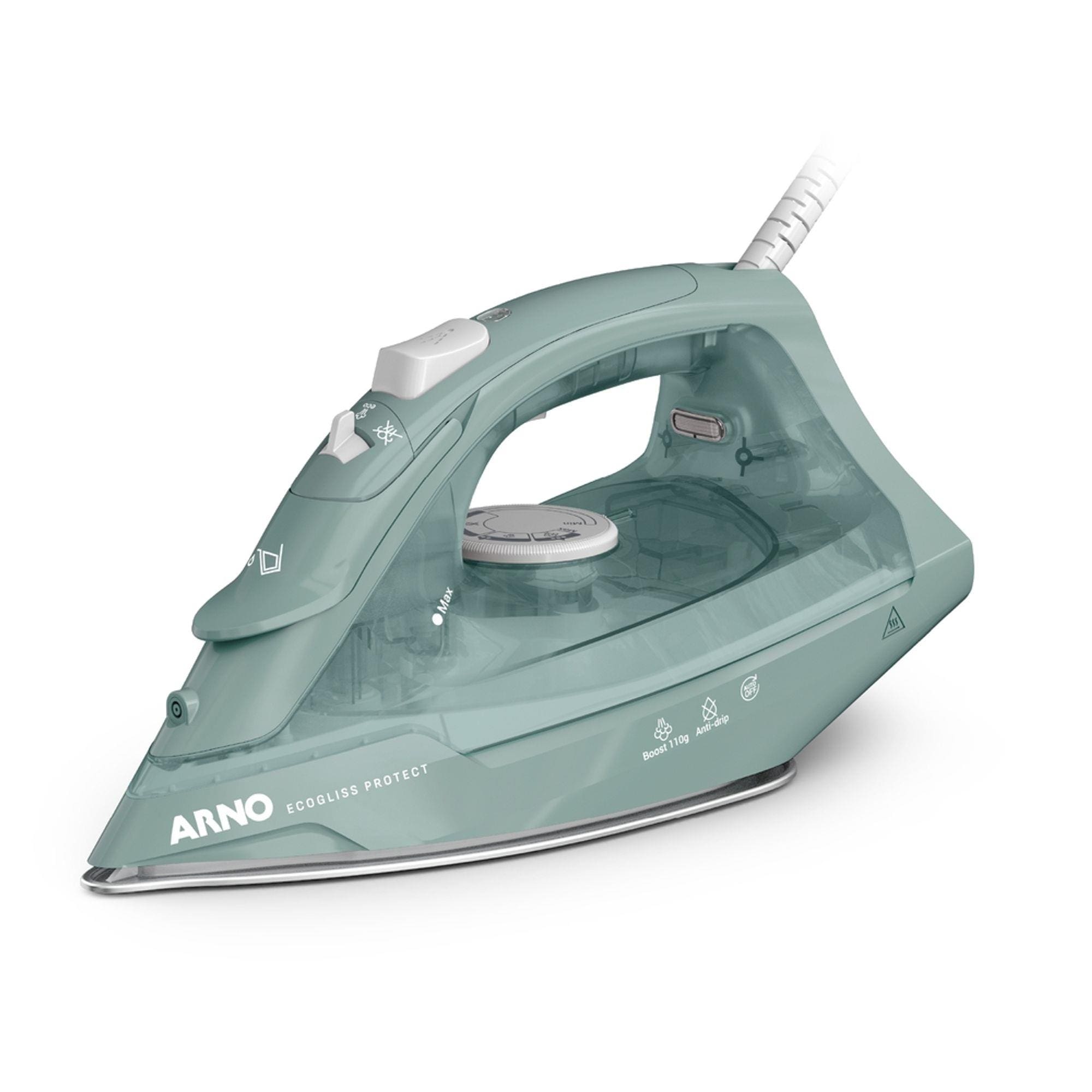 Ferro de Passar a Vapor Arno FECP Ecogliss Protect Desligamento Automático Verde - 110V - 1