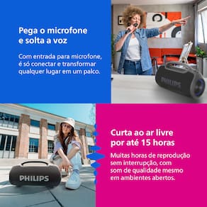 Caixa de Som Portátil Philips Boombeat TAX400B/78 200W Bluetooth Alça Removível Bivolt - 2
