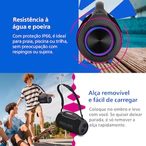 Caixa de Som Portátil Philips Boombeat TAX400B/78 200W Bluetooth Alça Removível Bivolt - 3
