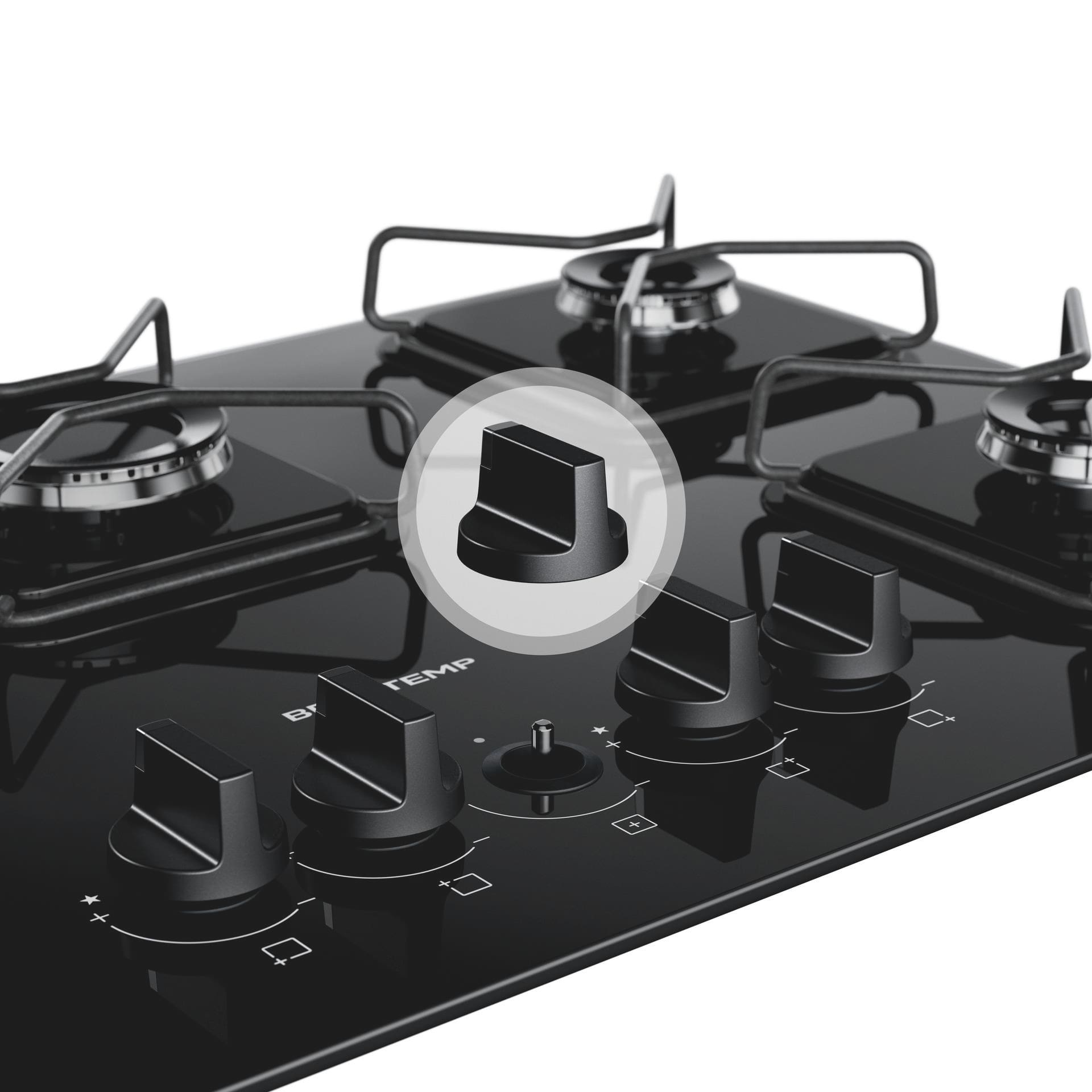 Cooktop 5 Bocas Brastemp BDD75BE Mesa de Vidro Grade de Aço Ferro Aramado Bivolt Preto - 3