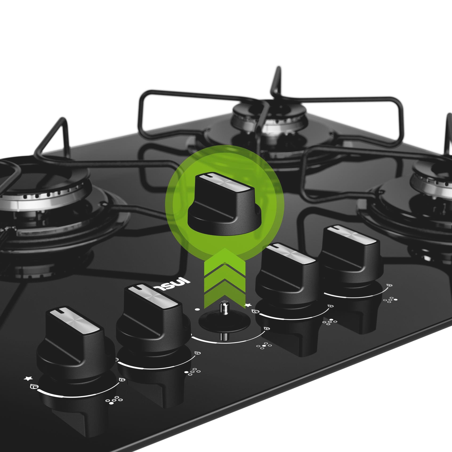 Cooktop 5 Bocas Consul CD075BE Mesa de Vidro Grade de Aço Ferro Aramado Bivolt Preto - 1
