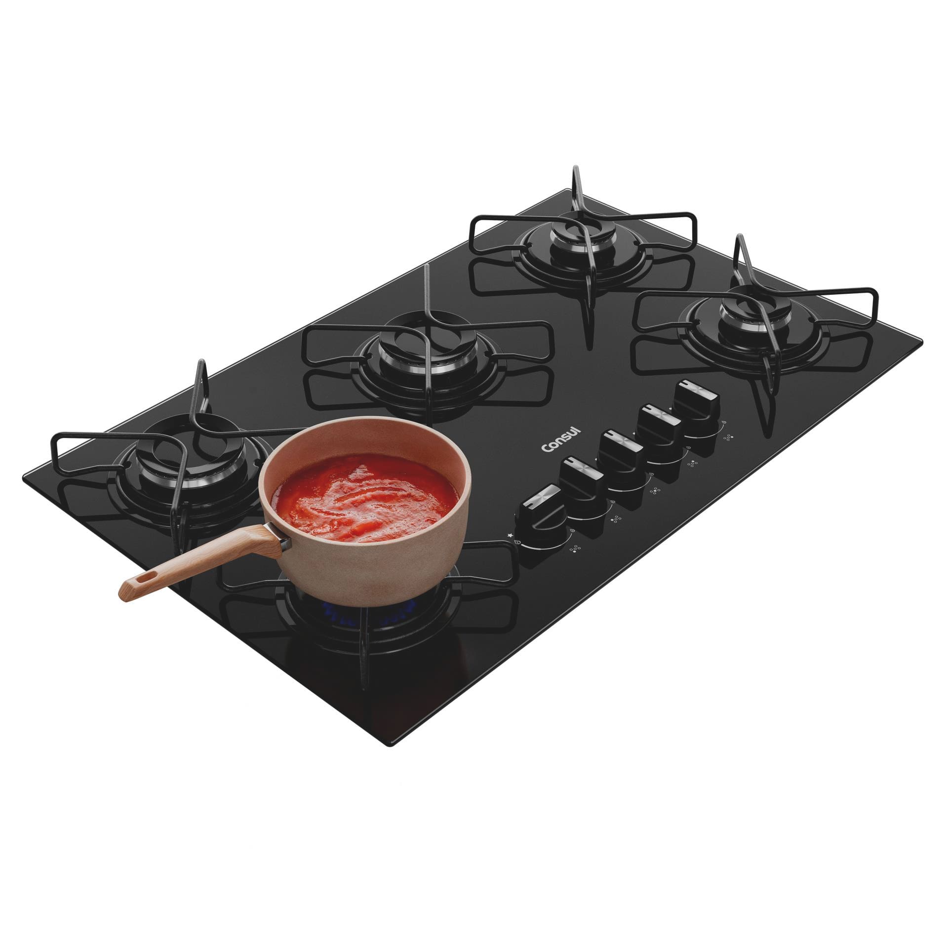 Cooktop 5 Bocas Consul CD075BE Mesa de Vidro Grade de Aço Ferro Aramado Bivolt Preto - 2
