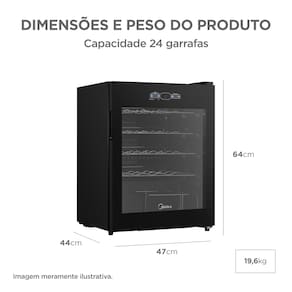 Adega Midea 24 Garrafas MDRW110FGGGL3 Porta de Vidro Painel Touch Bivolt Preta - 3