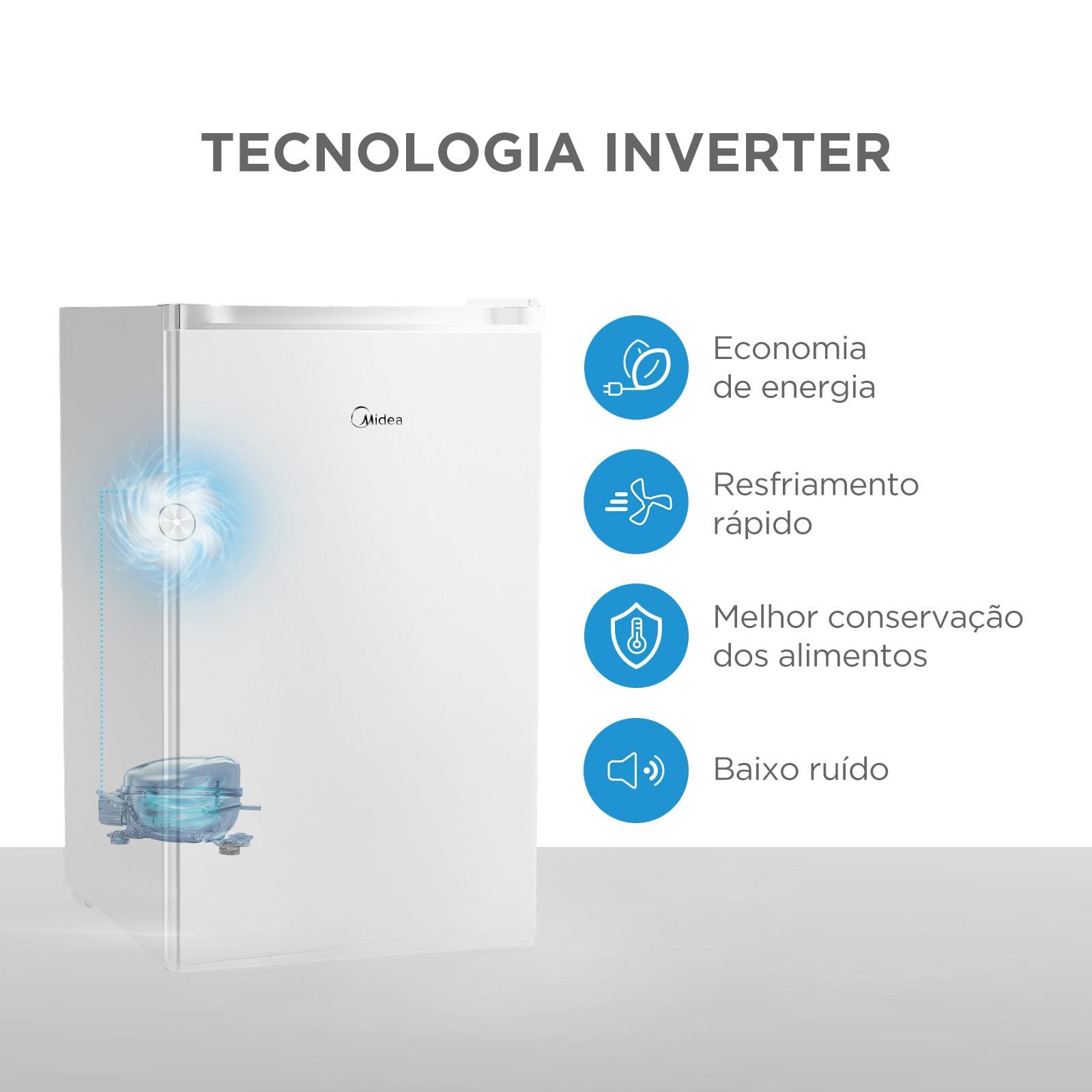 Frigobar Midea 124L MDRD181FGD013 Inverter Prateleiras de Vidro Bivolt Branco - 3