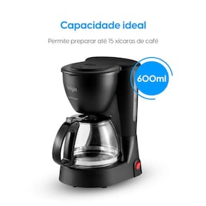 Cafeteira Elétrica Elgin Coffee Break 15 Xícaras Preta 650W Filtro Permanente Sistema Corta-Pingo - 110V - 1