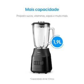 Liquidificador Elgin Super Force Preto 900W 3 Velocidades Jarra de Vidro 1,9L Função Pulsar - 220V - 2