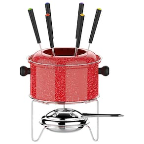 Conjunto de Fondue Euro Home Colorstone Vermelho 10 Peças com Caçarola Antiaderente - 1