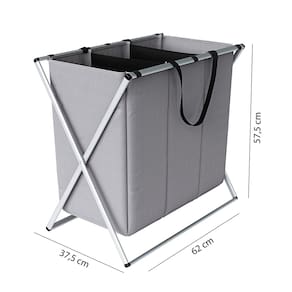 Organizador de Roupas Euro Home Flash Limp 3 Compartimentos Dobrável em Poliéster Cinza - 1