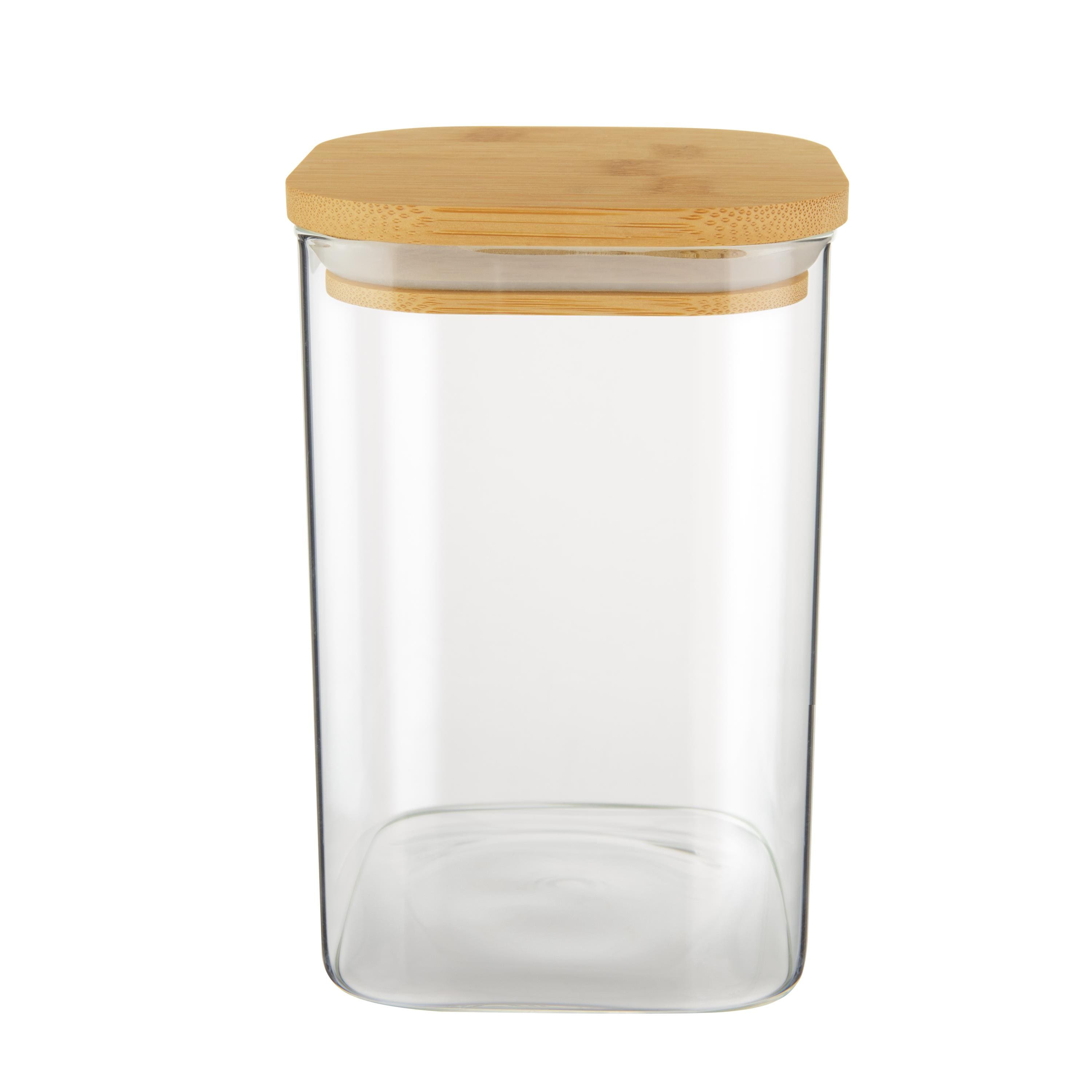 Pote Quadrado Slim Euro Home Vidro Borossilicato com Tampa de Bambu 1,1?L - 3