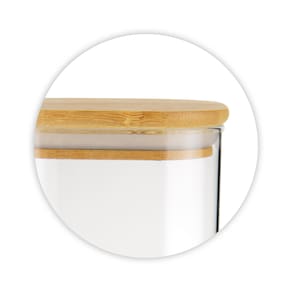 Pote Quadrado de Vidro Borossilicato Slim Euro Home 650?ml com Tampa de Bambu Hermética - 1