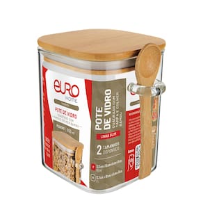 Pote Quadrado de Vidro Borossilicato Slim Euro Home 650?ml com Tampa de Bambu Hermética - 3