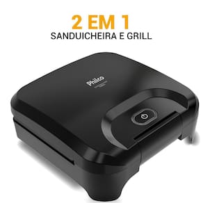 Sanduicheira Grill Philco PGR25A Antiaderente 750W Luz Indicadora Preto - 220V - 1