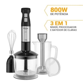 Mixer Philco PMX2000 3 em 1 800W Função Turbo Preto/Inox - 110V - 1