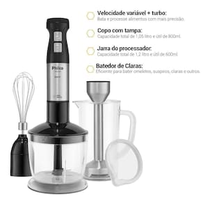 Mixer Philco PMX2000 3 em 1 800W Função Turbo Preto/Inox - 110V - 3