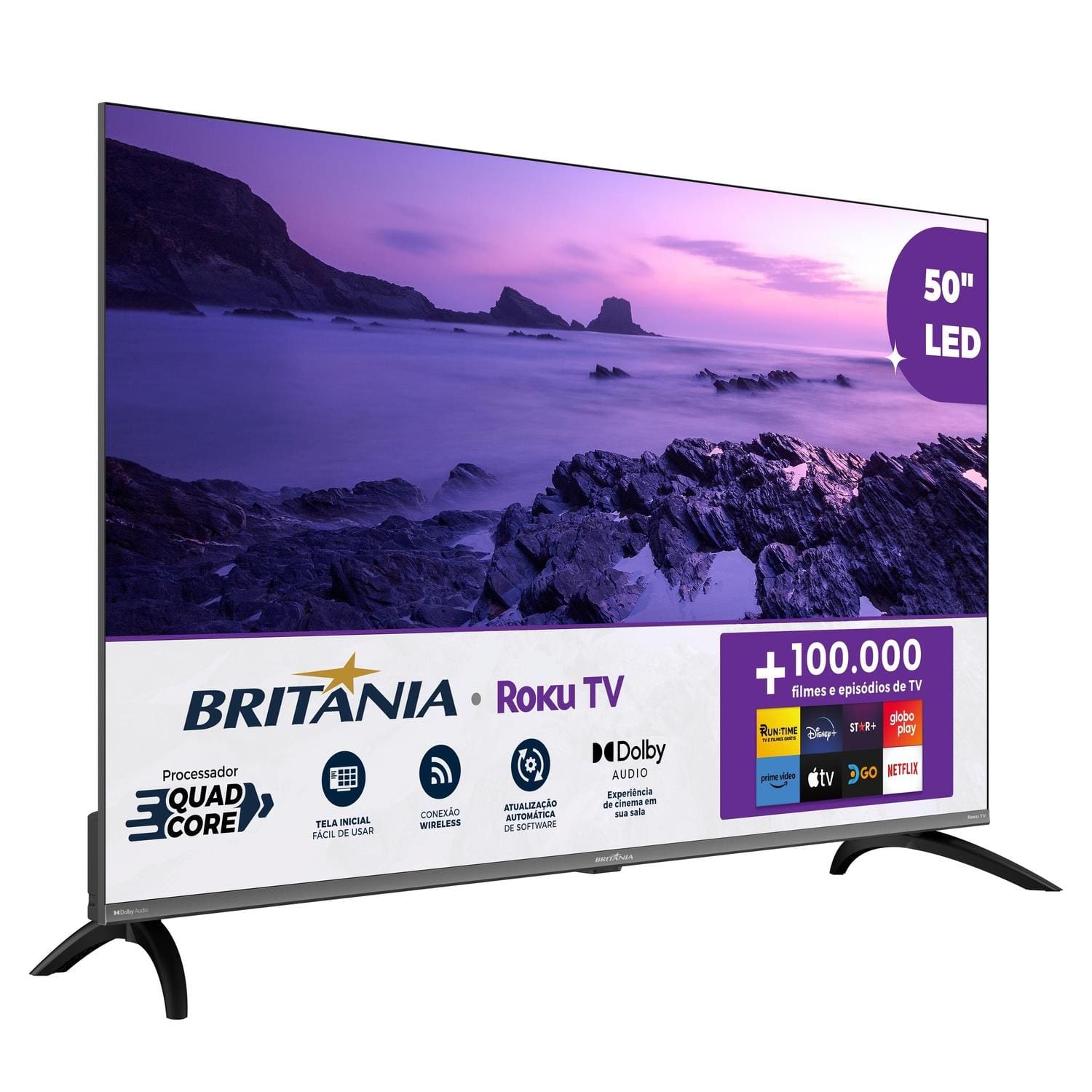 Smart TV 50” 4K UHD Britânia B50CRA Roku TV HDR10 Dolby Audio Space Gray - 1