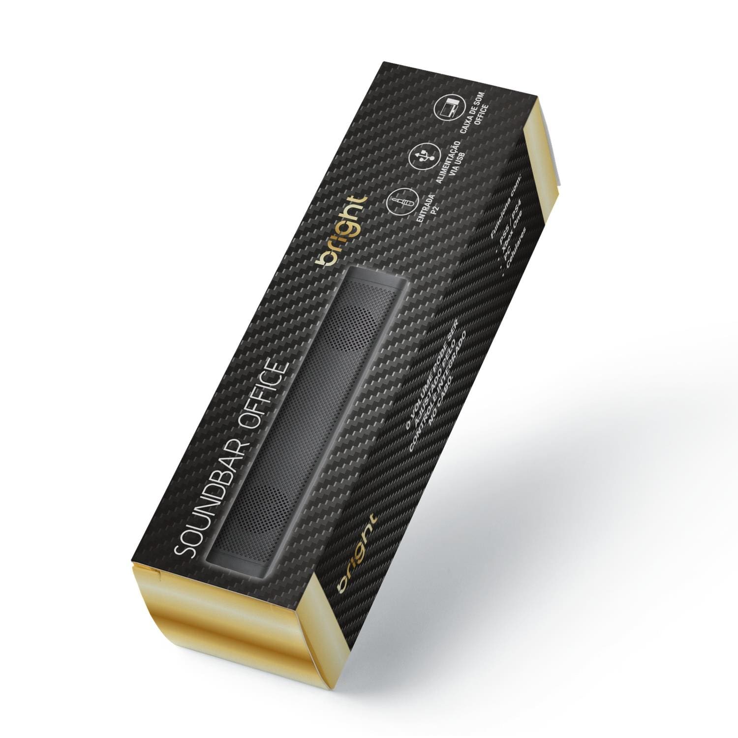 Caixa de Som Bright Soundbar Office CX005 6W Estéreo Conexão P2 USB Preta - 3