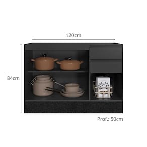 Balcão de Cozinha Poliman Etna 120cm 3 Portas 2 Gavetas Grafite - 3