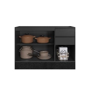 Balcão de Cozinha Poliman Etna 120cm 3 Portas 2 Gavetas Grafite - 2