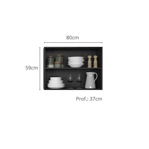 Armário Aéreo Poliman Etna 80cm 2 Portas com Prateleira Interna Grafite - 3