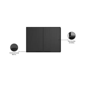 Armário Aéreo Poliman Etna 80cm 2 Portas com Prateleira Interna Grafite - 1