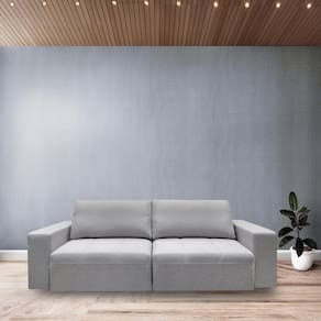 Sofá Retrátil e Reclinável Herval Apolo 4 Lugares Cinza Encosto com Almofadas Madeira Maciça Espuma Soft - 1