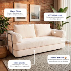 Sofá Cama inBox SmartBox 1.88 AirPress Compacto XpandTech Espuma D30 - Bege - 1