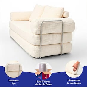 Sofá Cama inBox SmartBox 1.88 AirPress Compacto XpandTech Espuma D30 - Bege - 2