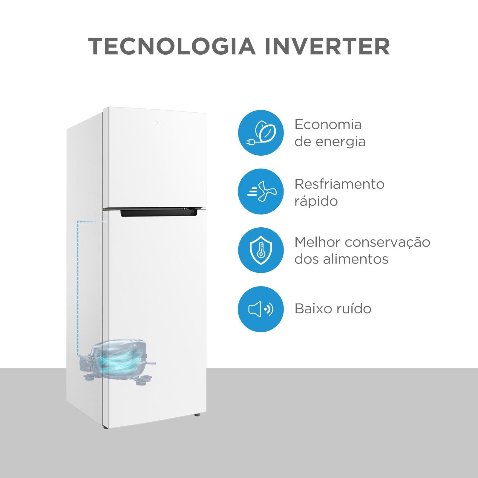 Refrigerador Cycle Defrost Duplex RT554 410L Inverter Midea Branca - 220V - 3