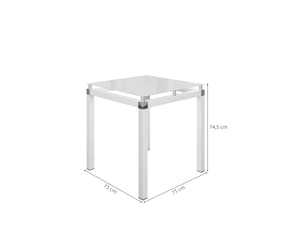 Mesa Artefamol Harpia Quadrada Vidro Temperado Aço Epóxi 4 Lugares Branca - 1